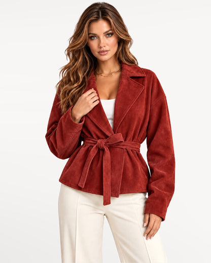 Sloane Suede Jacket in Red – front view