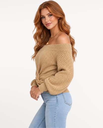 Avelisse Knit Sweater in Khaki – view 4 | SKU: AKS-395817264038571-KHAKI-XS,AKS-395817264038571-KHAKI-S,AKS-395817264038571-KHAKI-M,AKS-395817264038571-KHAKI-L,AKS-395817264038571-KHAKI-XL
