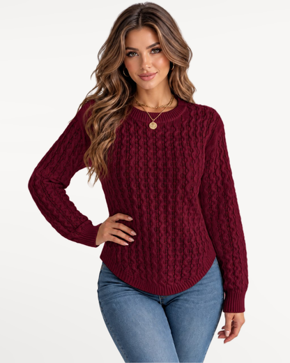 Solenne Knit Sweater in Burgundy – Front view