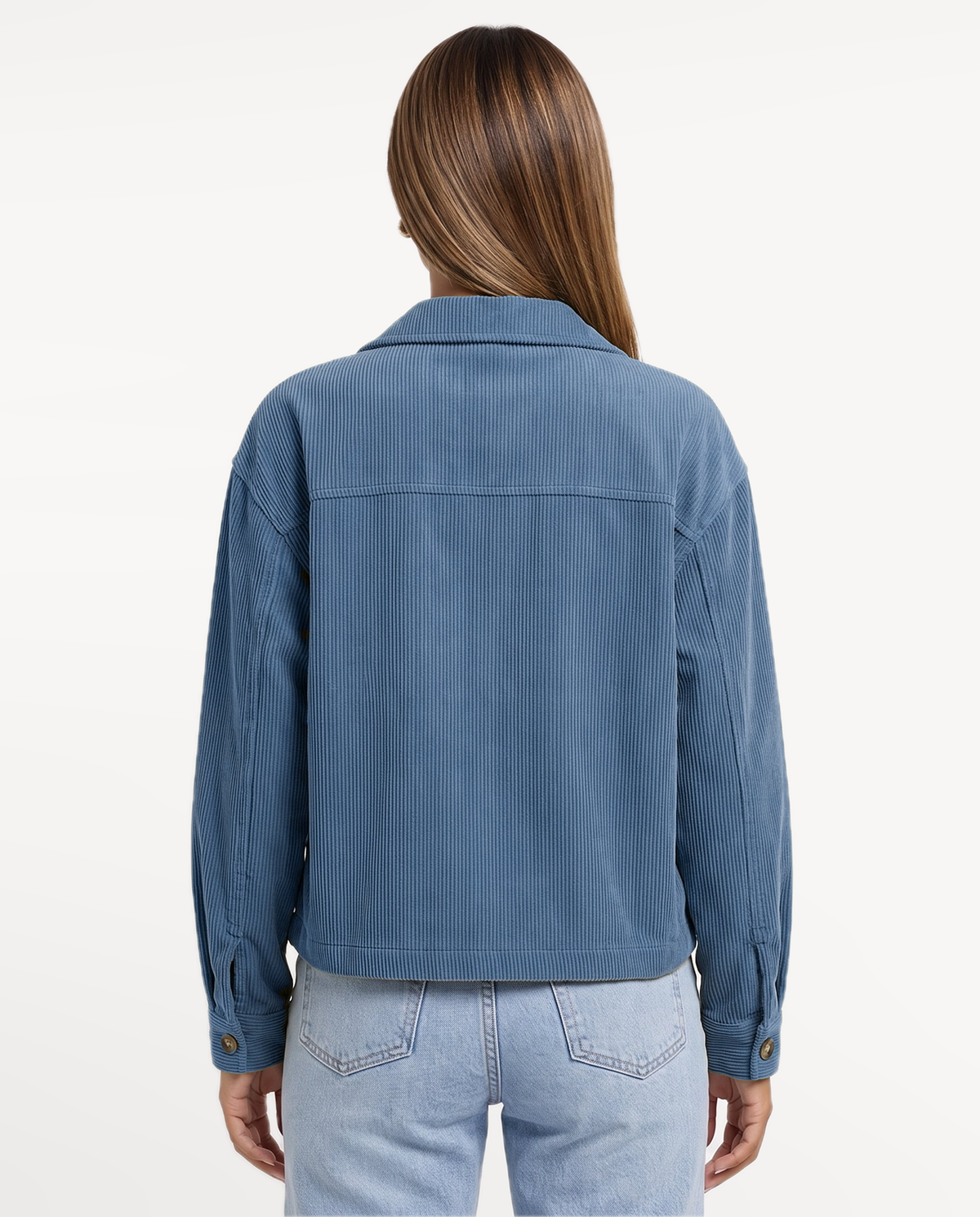 Tessa Corduroy Jacket in Blue – back view | SKU: SOR-TESSA-BLU-XS,SOR-TESSA-BLU-S,SOR-TESSA-BLU-M,SOR-TESSA-BLU-L,SOR-TESSA-BLU-XL