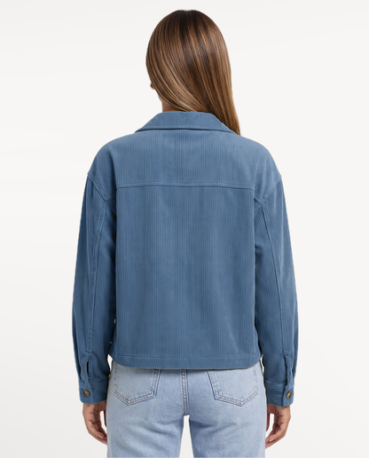 Tessa Corduroy Jacket in Blue – back view | SKU: SOR-TESSA-BLU-XS,SOR-TESSA-BLU-S,SOR-TESSA-BLU-M,SOR-TESSA-BLU-L,SOR-TESSA-BLU-XL