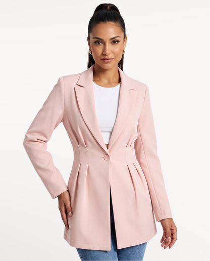 Valeria Tailored Blazer in Pink – Front view