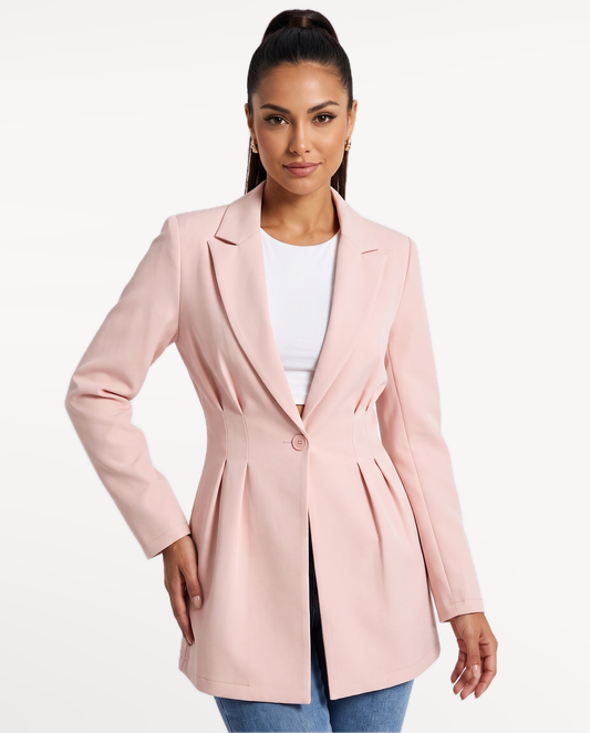 Valeria Tailored Blazer in Pink – Front view