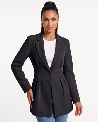 Valeria Tailored Blazer in Black – Front view