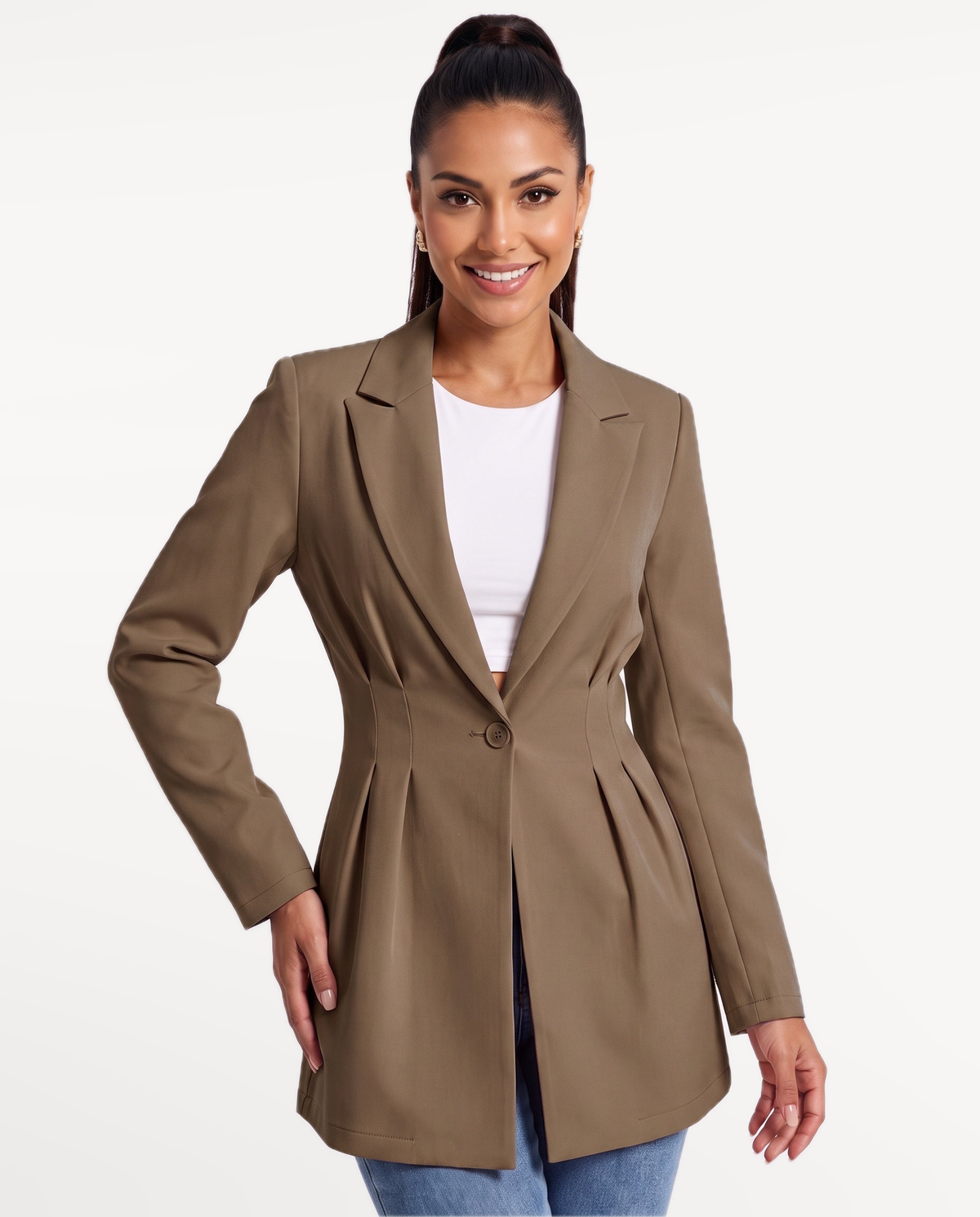 Valeria Tailored Blazer in Dark Brown – Studio smile | SKU: SOR-VALERIA-DBR-XS,SOR-VALERIA-DBR-S,SOR-VALERIA-DBR-M,SOR-VALERIA-DBR-L,SOR-VALERIA-DBR-XL