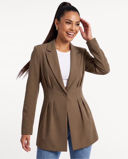 Valeria Tailored Blazer in Dark Brown – Studio laugh | SKU: SOR-VALERIA-DBR-XS,SOR-VALERIA-DBR-S,SOR-VALERIA-DBR-M,SOR-VALERIA-DBR-L,SOR-VALERIA-DBR-XL