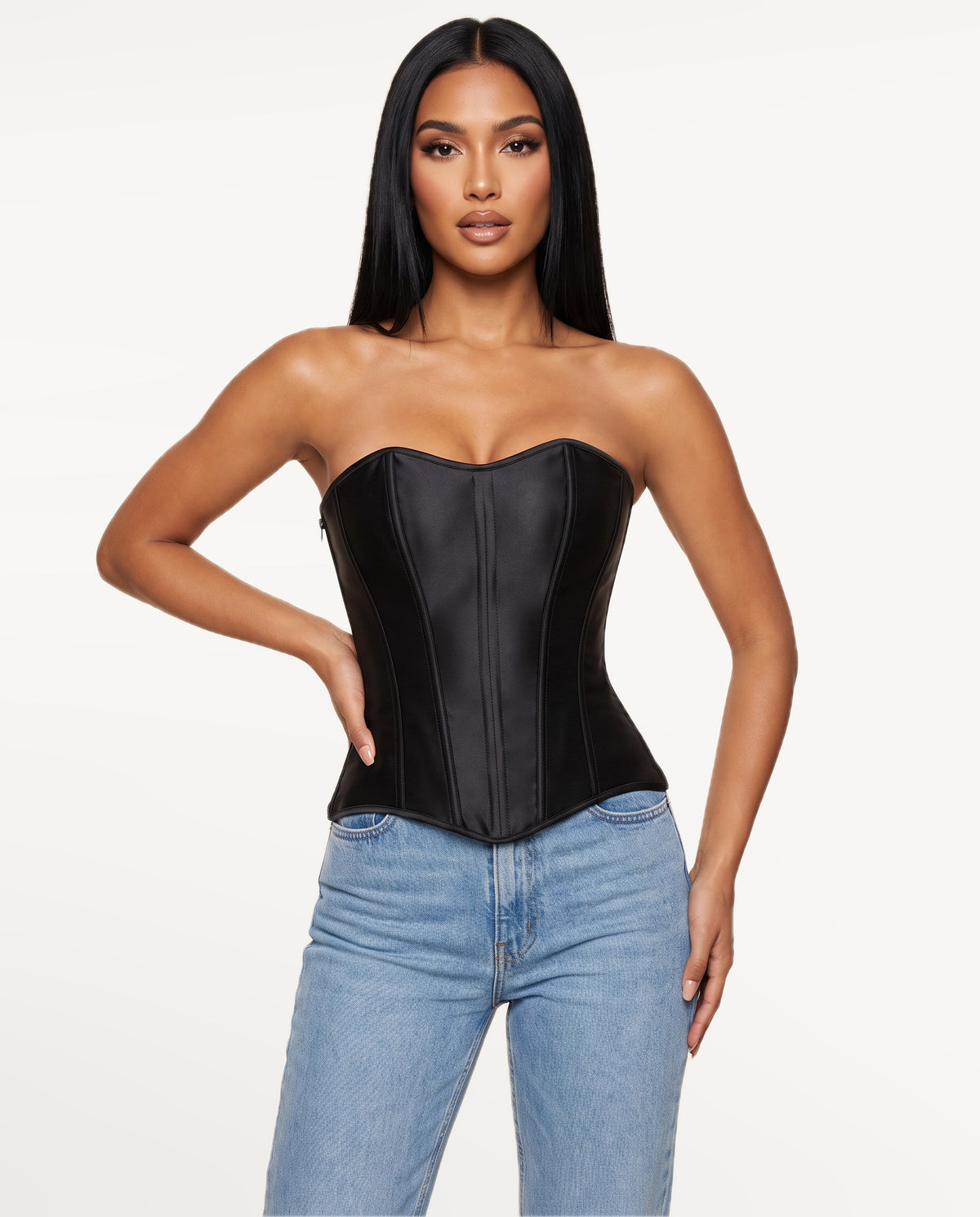 Vedette Corset Top in Black – front view