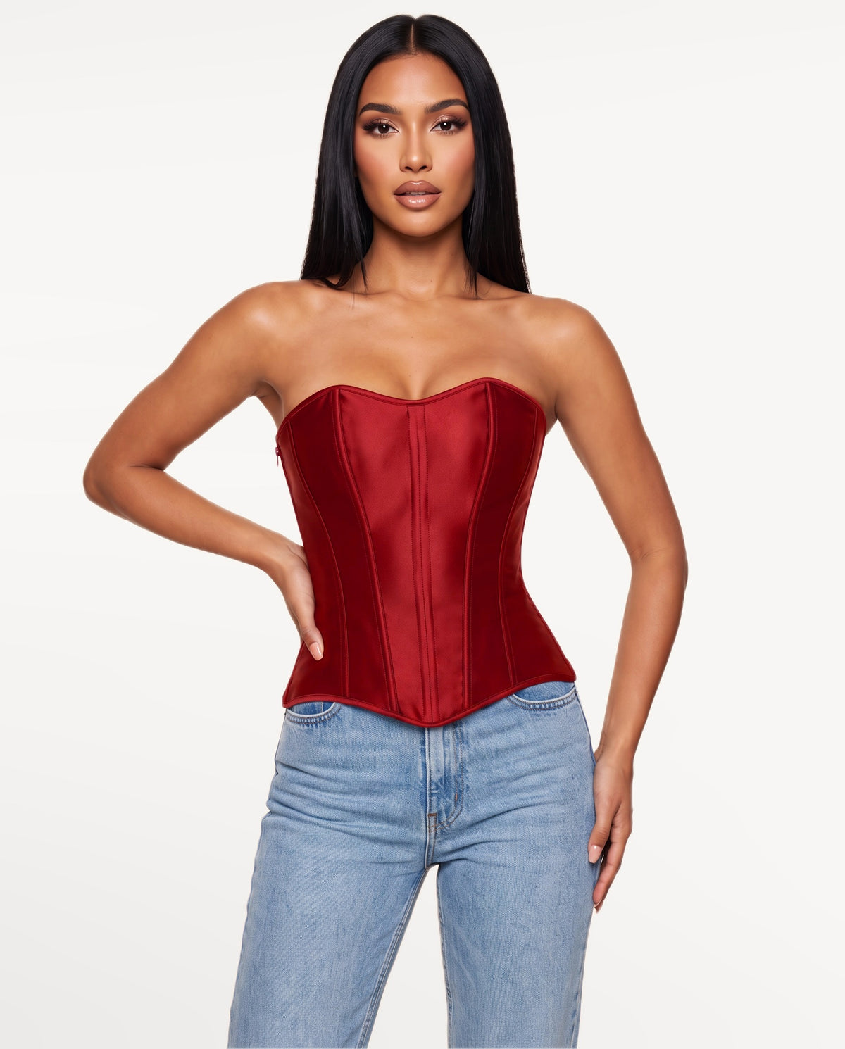 Vedette Corset Top in Red – front view