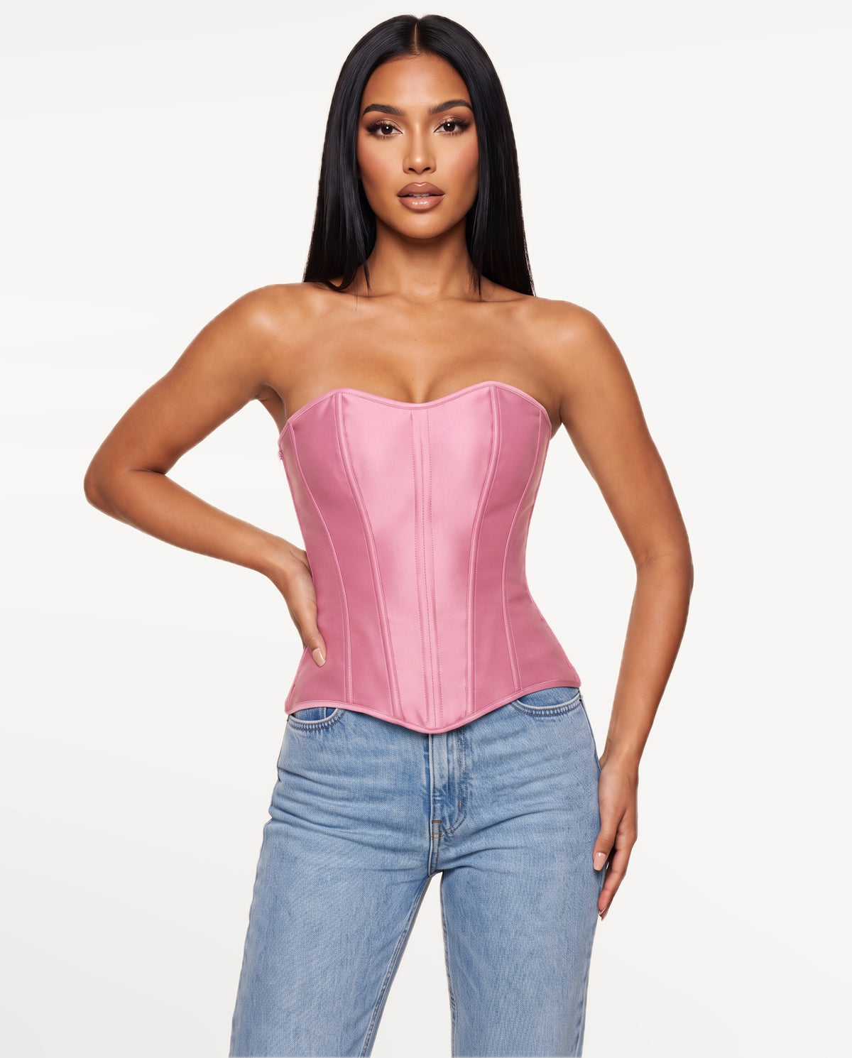 Vedette Corset Top in Pink – front view