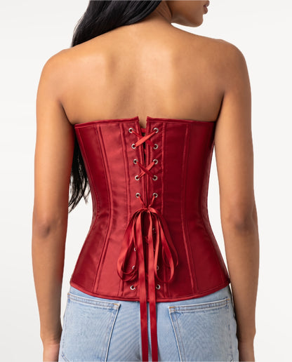 Vedette Corset Top in Red – back view | SKU: SOR-VEDETTE-RED-XS,SOR-VEDETTE-RED-S,SOR-VEDETTE-RED-M,SOR-VEDETTE-RED-L,SOR-VEDETTE-RED-XL