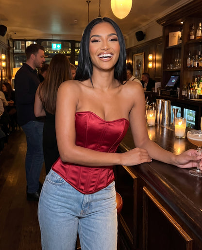 Vedette Corset Top in Red – lifestyle | SKU: SOR-VEDETTE-RED-XS,SOR-VEDETTE-RED-S,SOR-VEDETTE-RED-M,SOR-VEDETTE-RED-L,SOR-VEDETTE-RED-XL