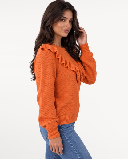 Virelune Ruffle Sweater in Gray – view 8 | SKU: VRS-826451739062814-GRAY-XS,VRS-826451739062814-GRAY-S,VRS-826451739062814-GRAY-M,VRS-826451739062814-GRAY-L,VRS-826451739062814-GRAY-XL