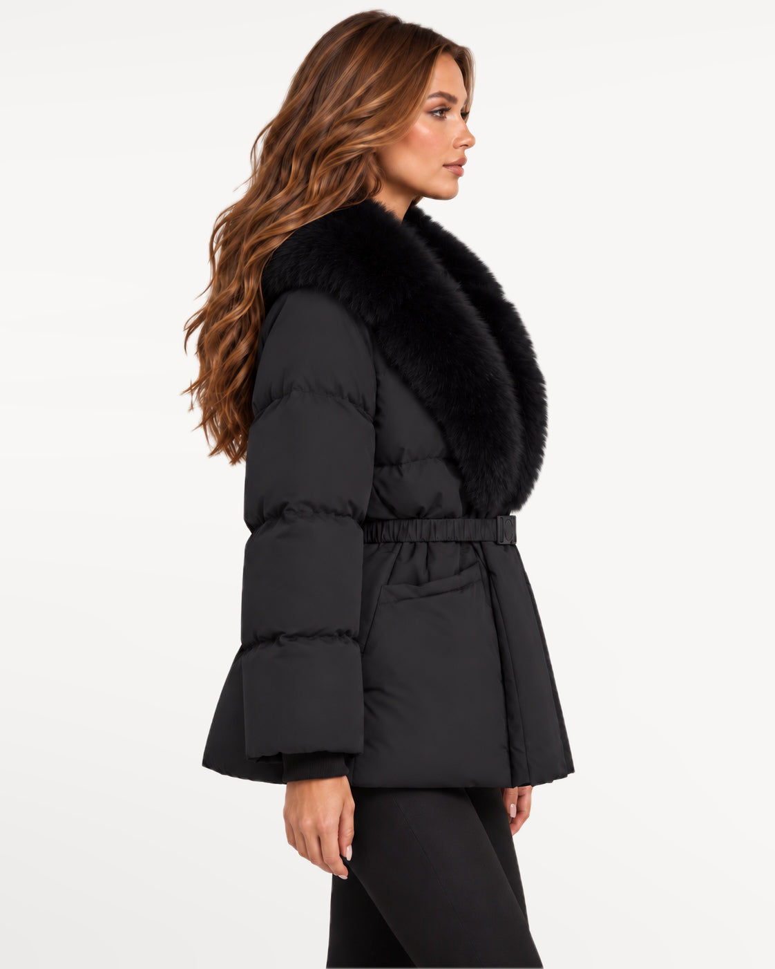 Vivienne Puffer in black – right side view | SKU: SOR-VIV-BLK-XS,SOR-VIV-BLK-S,SOR-VIV-BLK-M,SOR-VIV-BLK-L,SOR-VIV-BLK-XL