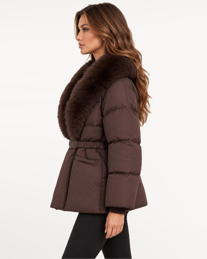 Vivienne Puffer in Brown – left side view | SKU: SOR-VIV-BRN-XS,SOR-VIV-BRN-S,SOR-VIV-BRN-M,SOR-VIV-BRN-L,SOR-VIV-BRN-XL