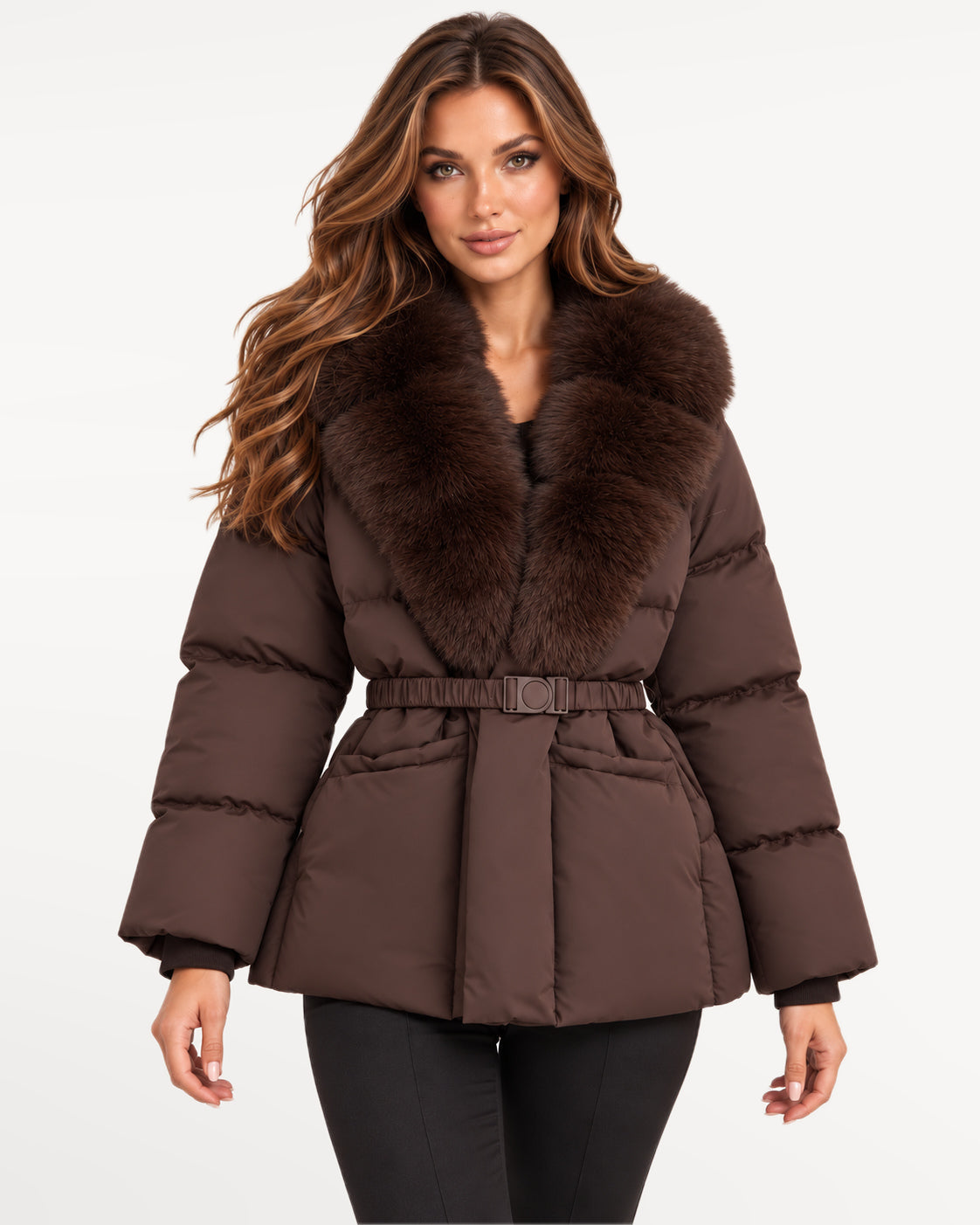 Vivienne Puffer in Brown – in motion | SKU: SOR-VIV-BRN-XS,SOR-VIV-BRN-S,SOR-VIV-BRN-M,SOR-VIV-BRN-L,SOR-VIV-BRN-XL